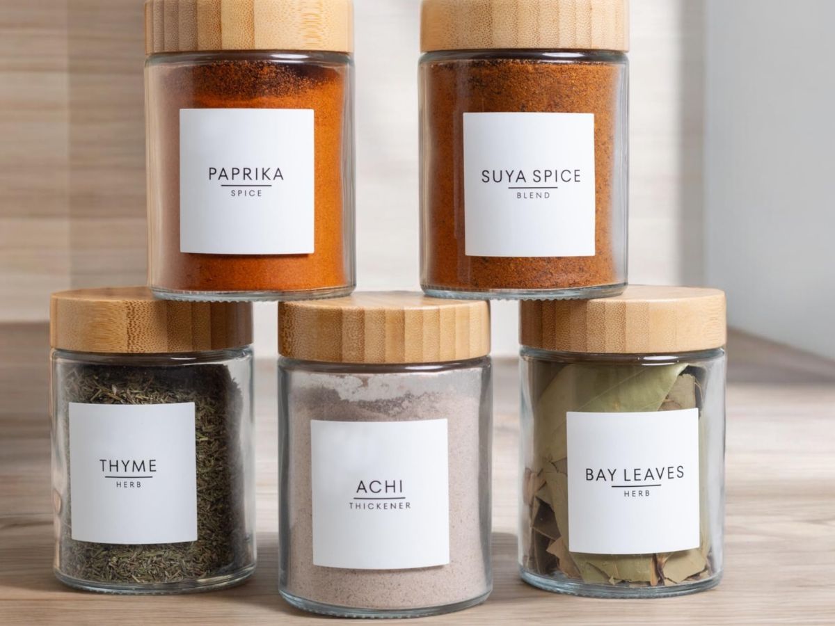 Nigerian pantry items like rice, spices and palm oil